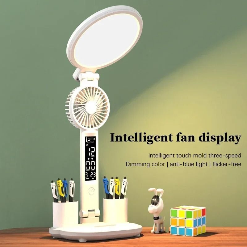 Rechargeable Multifunction Study Desk Lamp with Fan