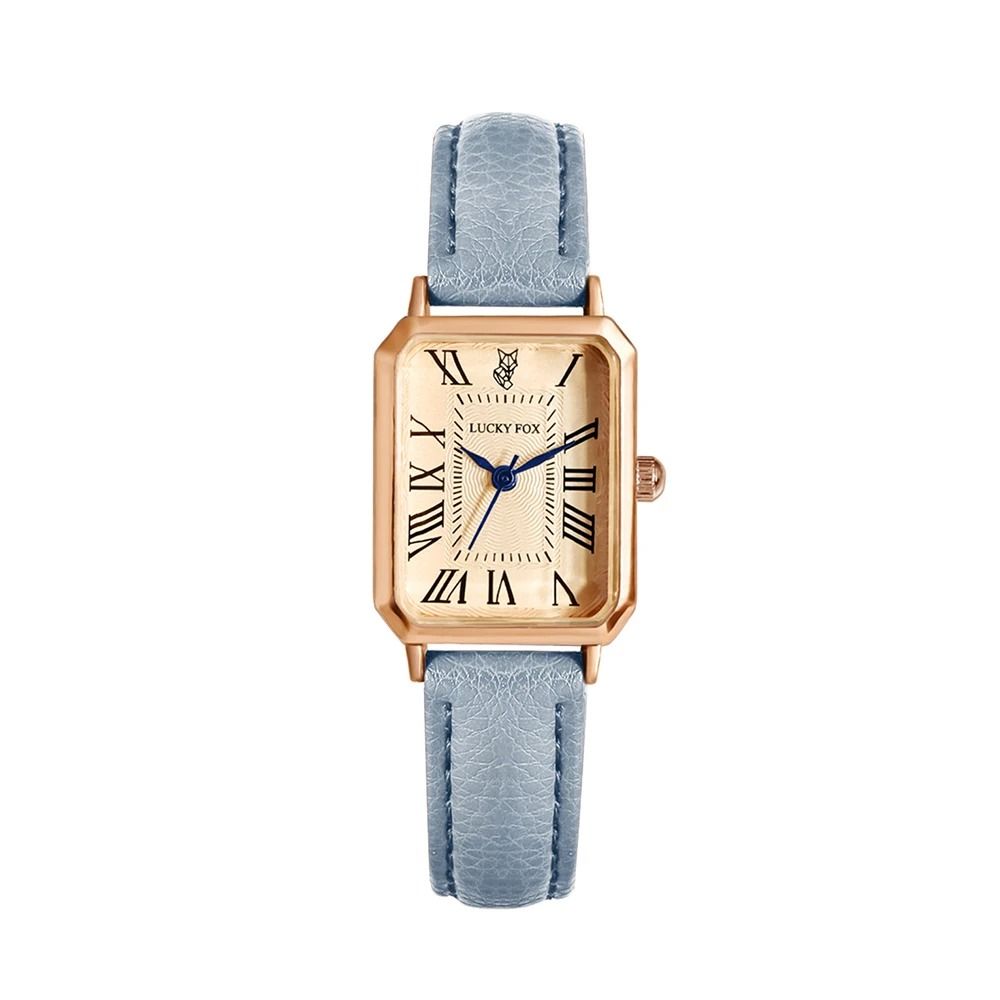 Women Retro Square Quartz Watch Leather Strap Casual Wristwatch