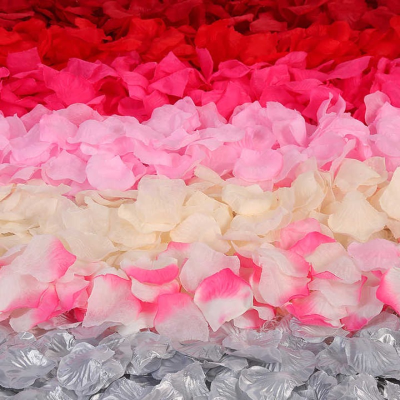 Artificial Fake Rose Petals, Colorful Simulation Silk Rose Petal, Valentines Day Wedding Party Romantic Decoration