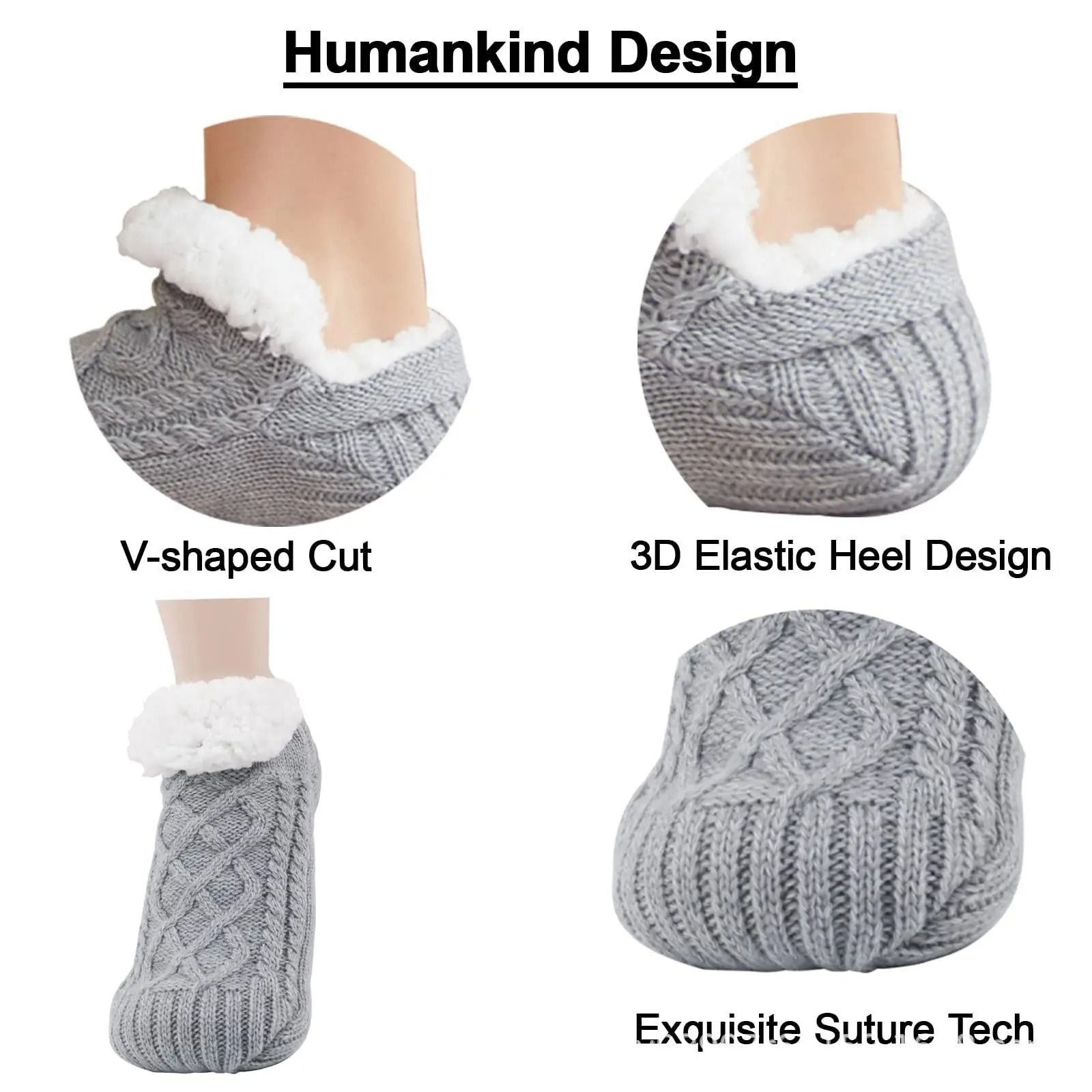 Elite Mens Plush Thermal Slipper Socks with Non-Slip Grips