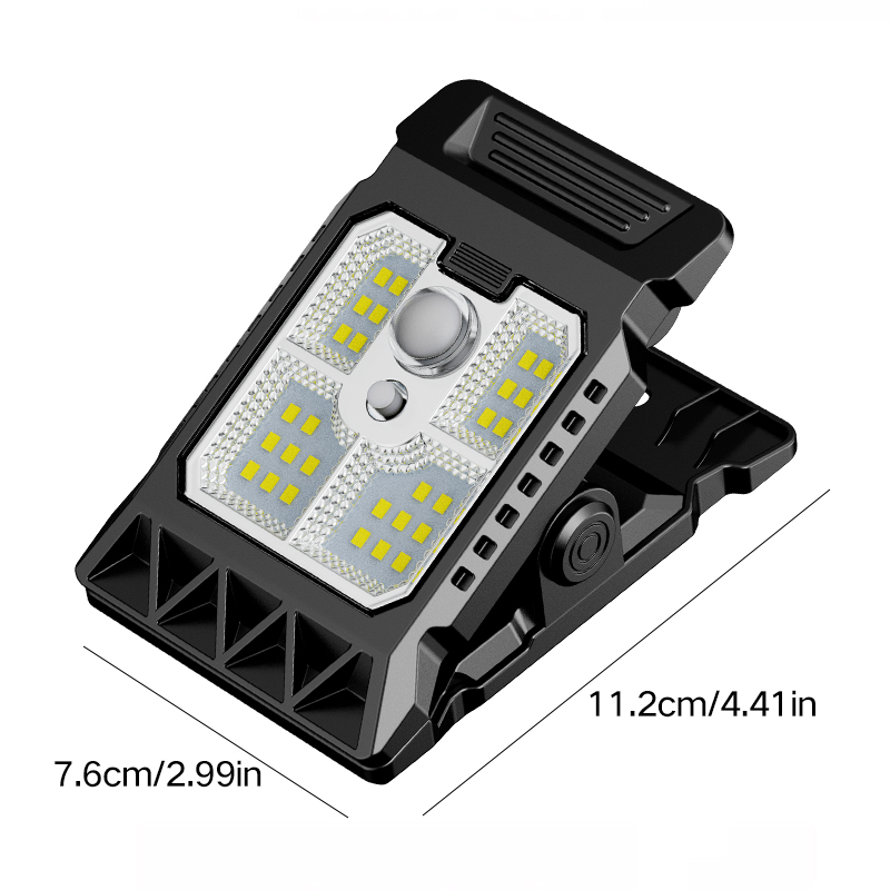 Solar Motion Sensor Clamp Light Waterproof LED Work Light for Outdoor Camping and Garage