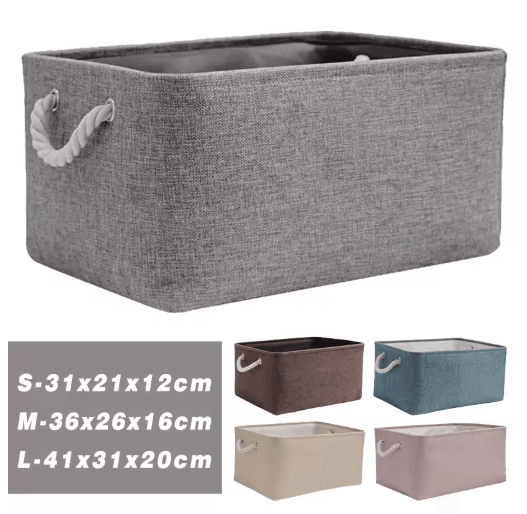 Foldable Linen Storage Basket for Closet, Office and Bedroom Organization