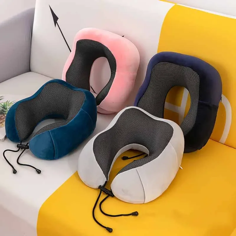 U Shaped Memory Foam Neck Pillow Soft Travel Pillow with Massage Function for Neck Relief & Comfortable Sleep