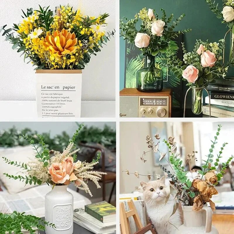 Artificial Eucalyptus Stems – Realistic Leaves for Wedding, Home Decor & Christmas Centerpieces