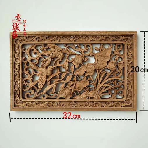 Camphor Wood Dragon & Phoenix Wall Hanging – Traditional Chinese Carved Art Decor