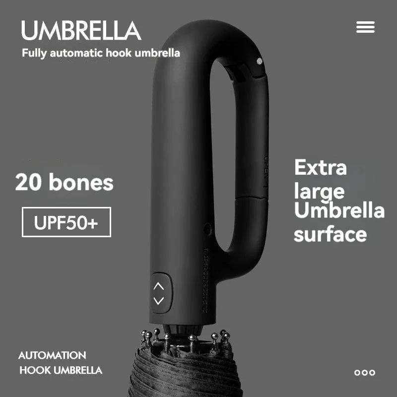 TINSOL Fully Automatic Ring Buckle Umbrella - Extra Large, Strong Windproof Sun & Rain Protection