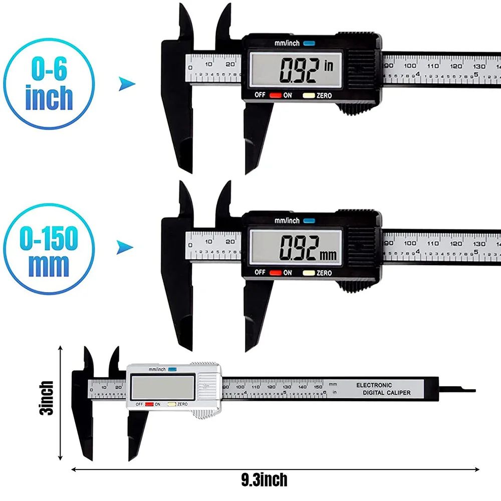 Digital Vernier Caliper 100mm / 150mm – Carbon Fiber Electronic Measuring Tool