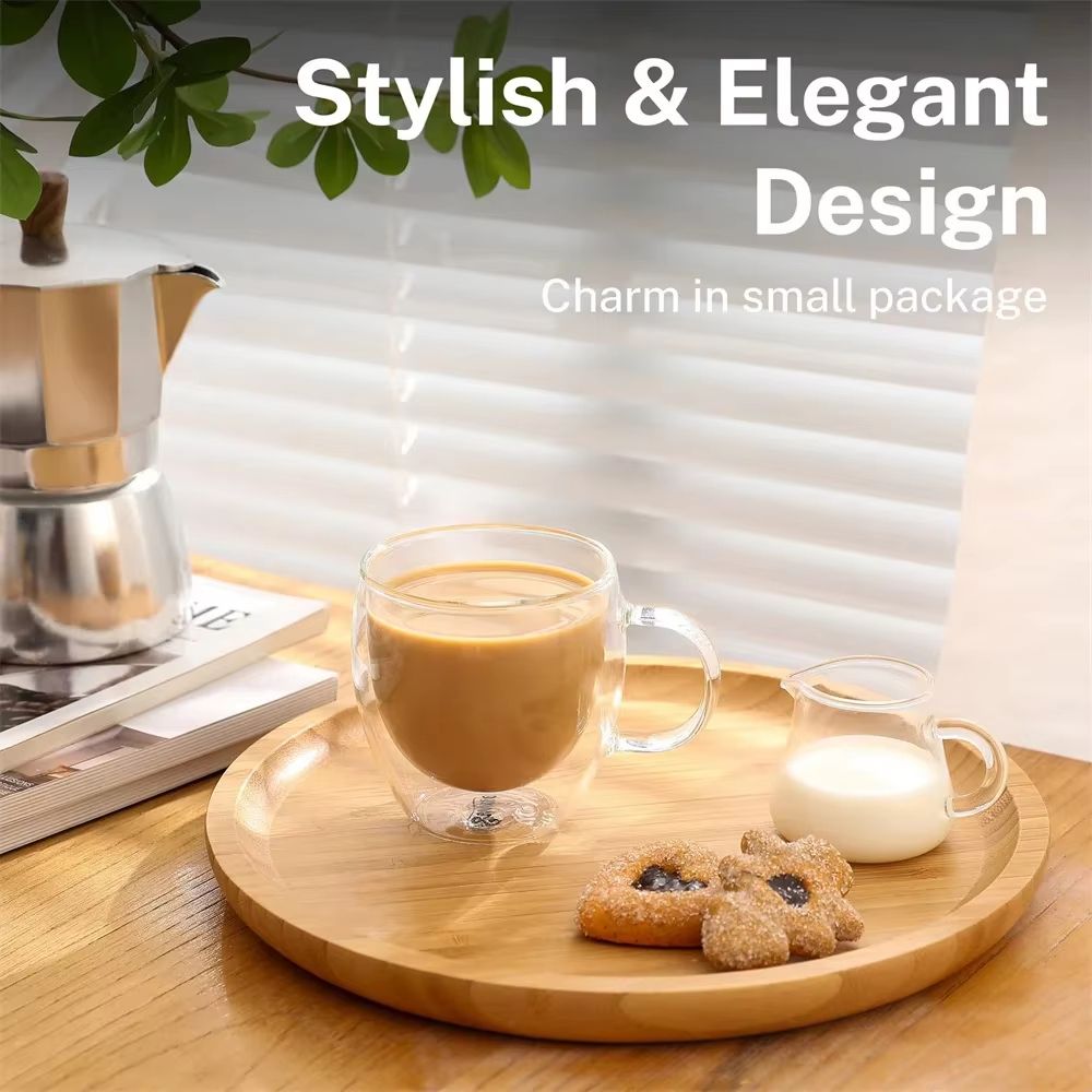 ClearSip Double Walled Borosilicate Glass Cup with Handle – 8oz / 12oz / 16oz Drinking Mug for Coffee, Juice & Iced Drin