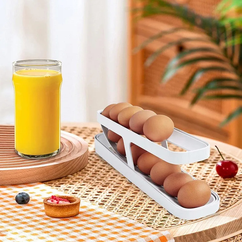 Automatic Egg Dispenser and Organizer - Convenient Scrolling Storage for Refrigerator