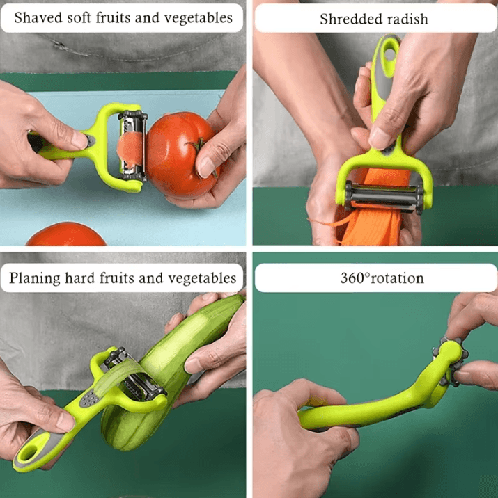 3-in-1 Rotary Vegetable Peeler – Multifunction Julienne Cutter & Fruit Slicer