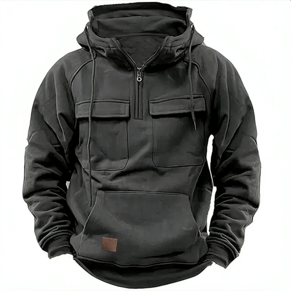 Autumn Winter Mens Casual Hoodie with Multi Pocket Design