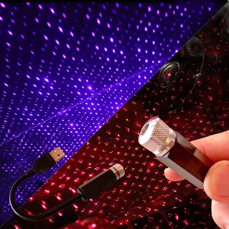 Galaxy Star LED Car Roof Projector Light – USB Romantic Interior Atmosphere Lamp