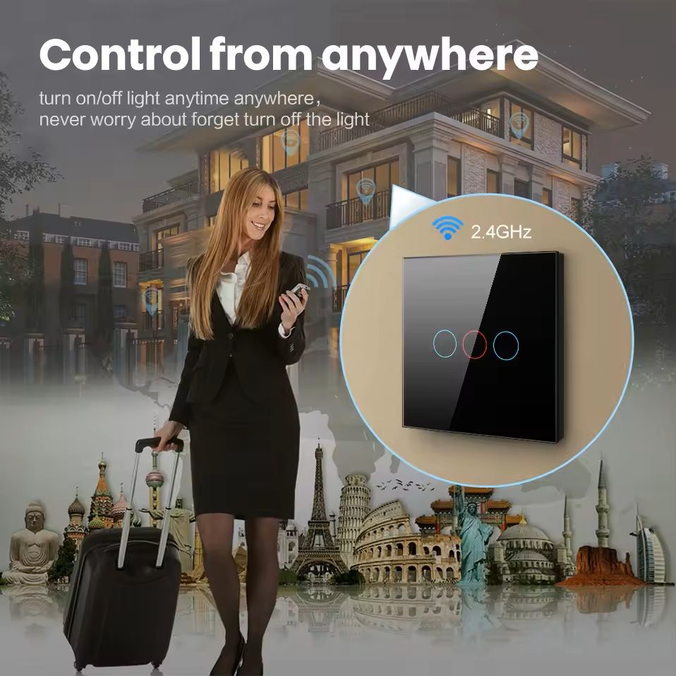 WiFi/Zigbee Smart Light Switch – Touch Control, No Neutral Wire Required, Compatible with Alexa & Google Home