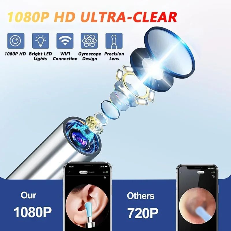 Visual Ear Wax Cleaner with HD Camera Safe Ear Cleaning Endoscope Tool with LED Light