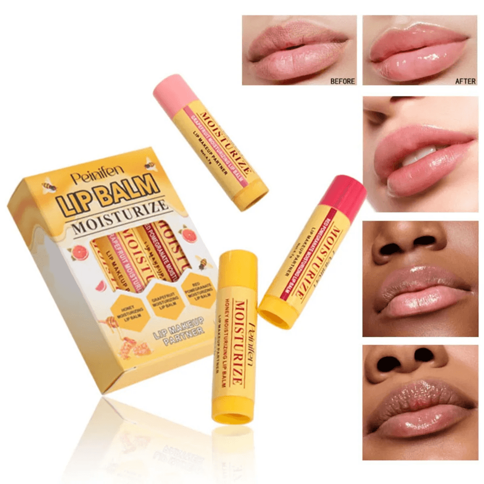 Natural Lip Balm Set Moisturizing Lip Care Base 3 Piece