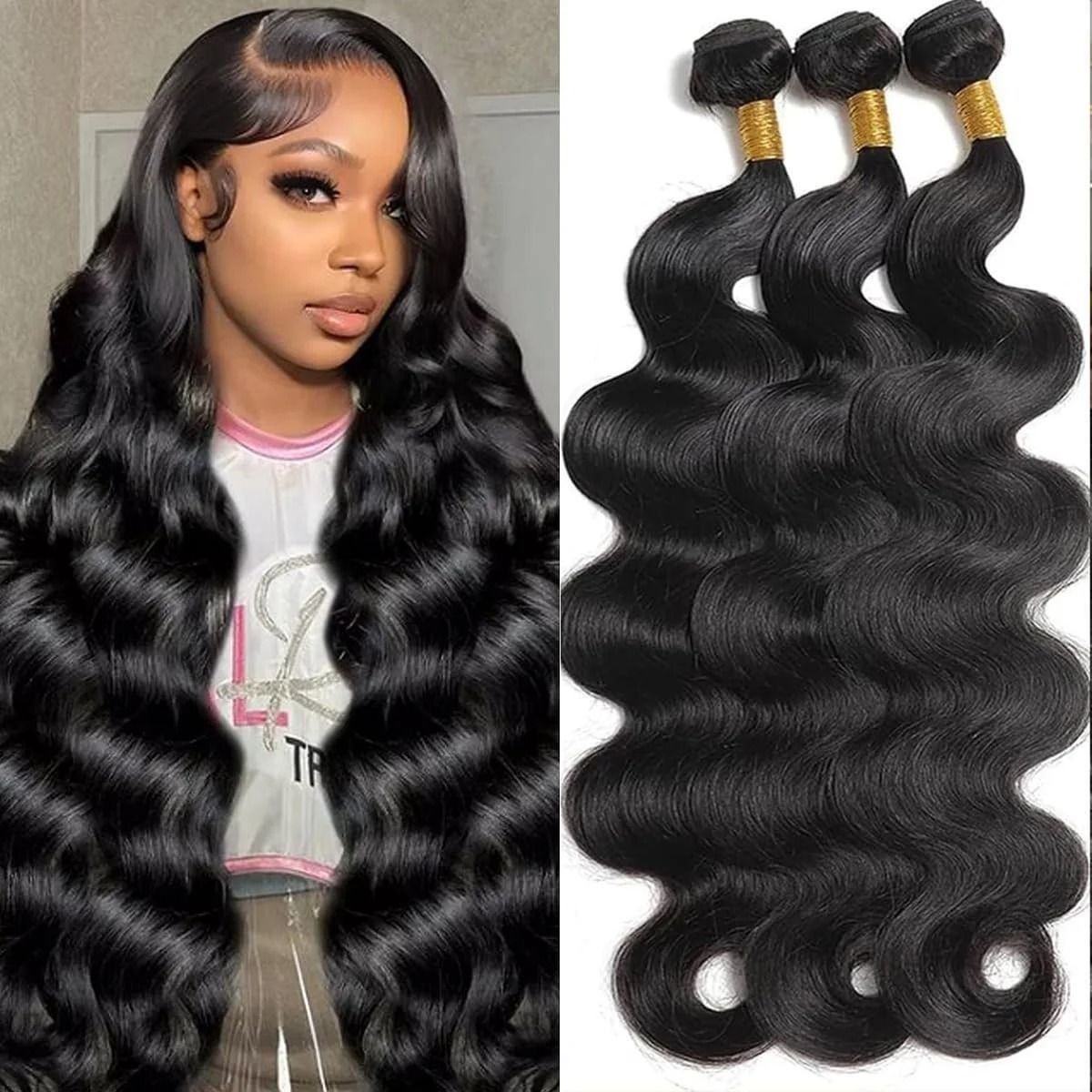 Brazilian Body Wave Remy Human Hair Bundles Double Weft Extensions 38 to 40 Inch