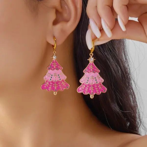 Rhinestone Christmas Light Bulb Drop Earrings