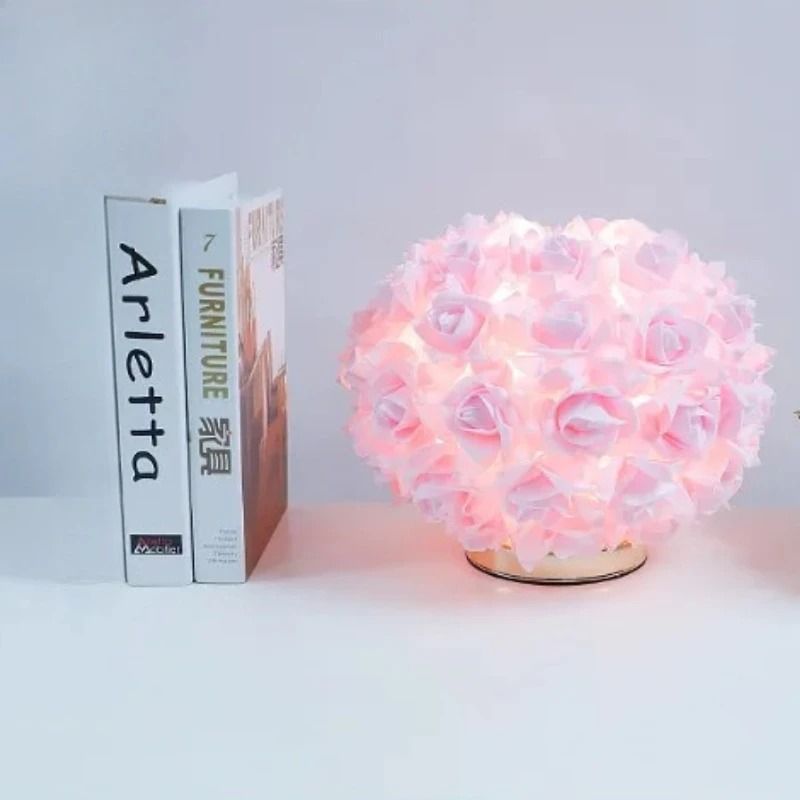 Romantic Rose Gold Crystal Flower Lamp