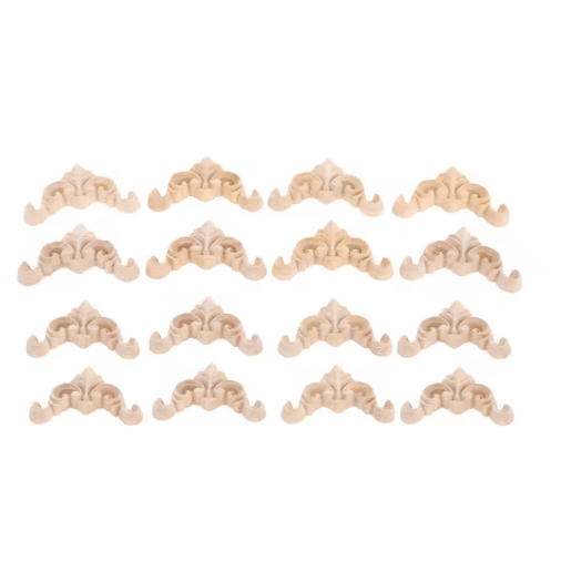 16pcs Decorative Wood Carving Appliques Set Wooden Corner Trim for Furniture & Wall Decor