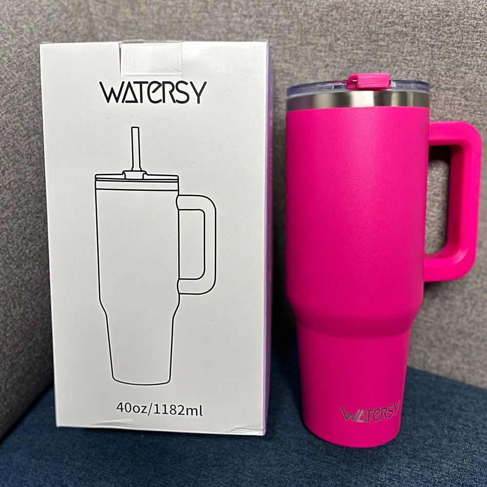 Insulated Stainless Steel Tumbler with Handle and Straw, Large Capacity