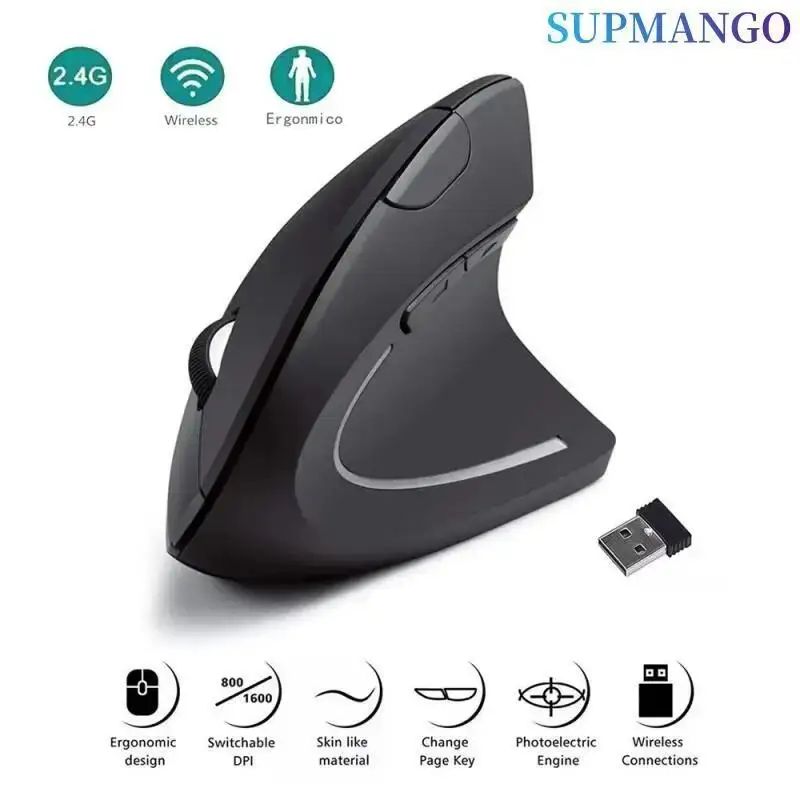 ErgoLift Wireless Vertical Mouse – Ergonomic 2.4GHz Optical Mouse with Adjustable DPI