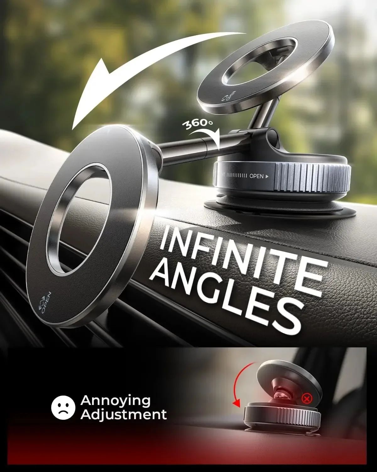 MagGrip Pro 360 Magnetic Phone Holder with Vacuum Suction Mount
