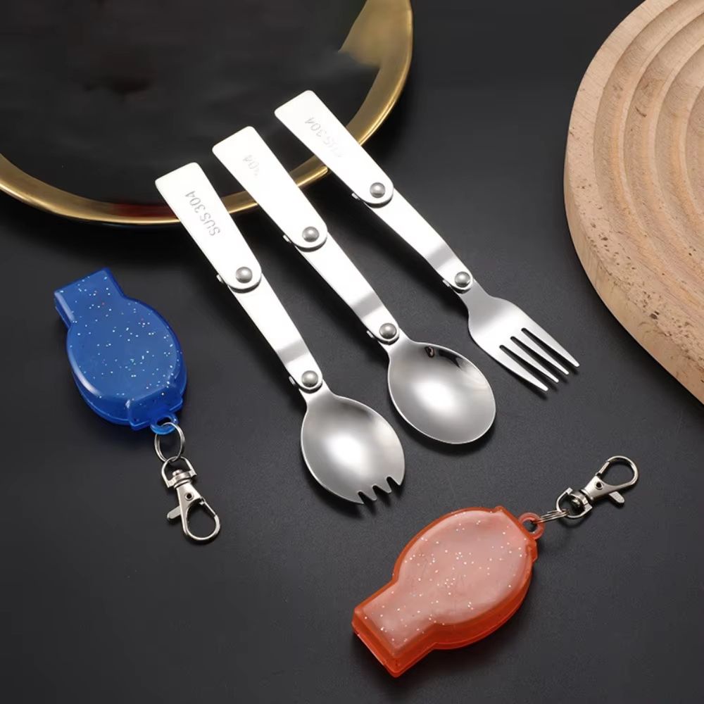 304 Stainless Steel Folding Camping Fork – Portable Travel Cutlery for Hiking and Picnic