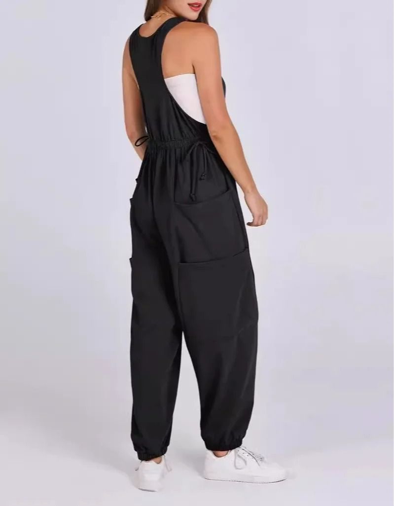 Casual Sleeveless Loose Harem Jumpsuit with Wide Leg Trousers