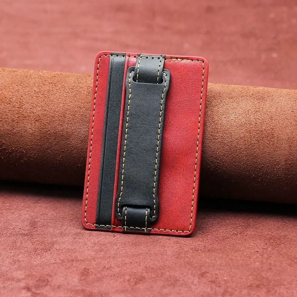 Adhesive Phone Wallet with Integrated Grip Strap