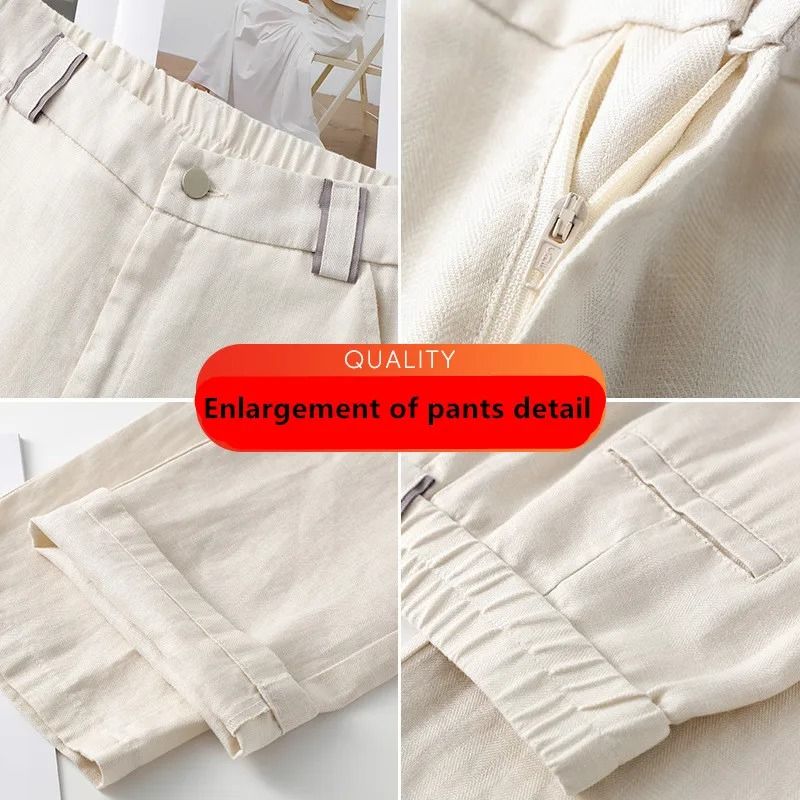Women Linen Straight Leg Long Pants 2026 Summer High Waisted Lightweight Wide Leg Casual Trousers