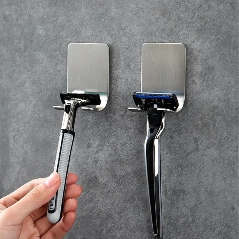 Stainless Steel Razor Holder Wall Mount Shaver Storage Hook Set