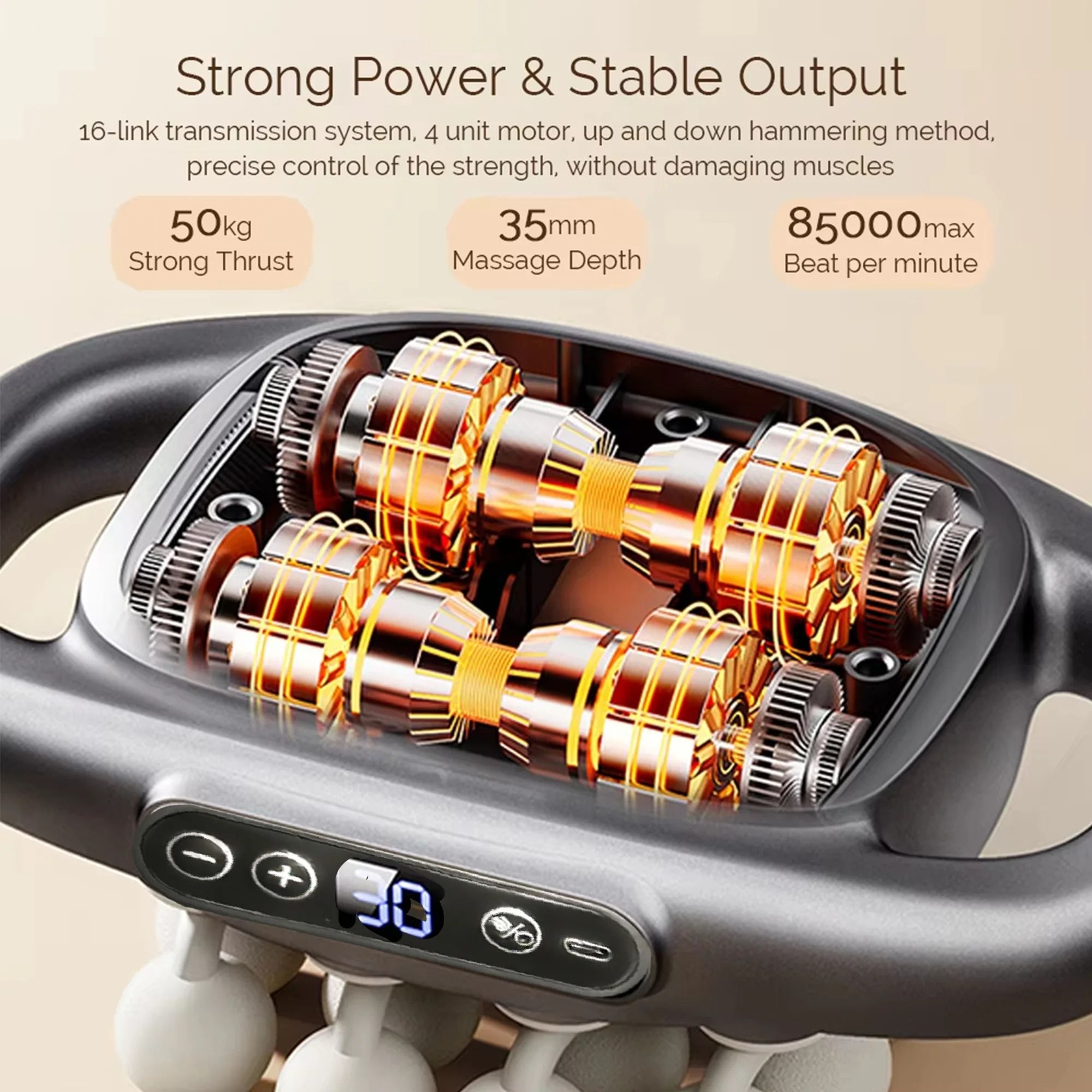 Deep Tissue Percussion Massage Gun – Professional Muscle Recovery Device with 16 Heads – Electric Body Fitness Massager