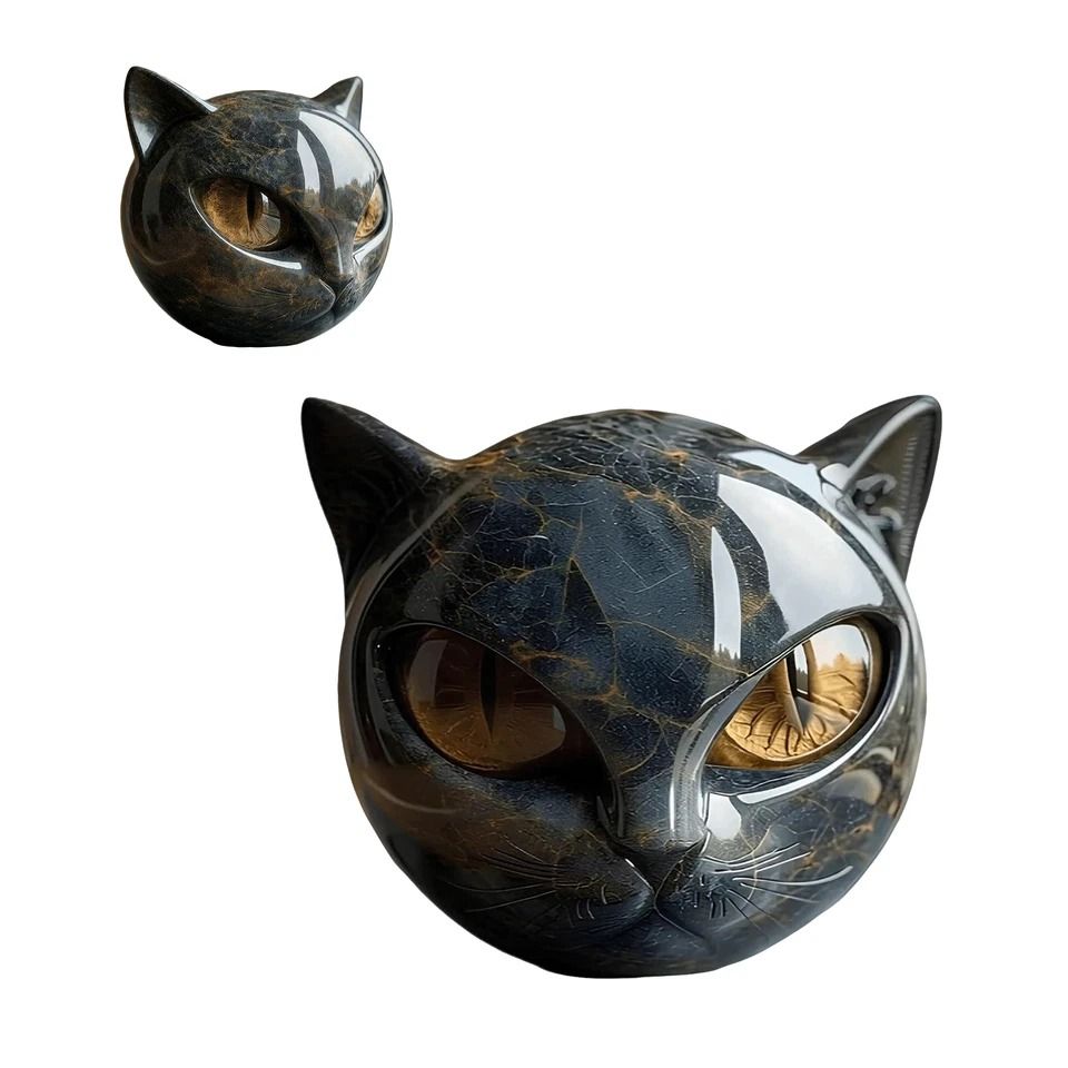 Elegant Black Cat Figurine Tabletop Statue for Modern Home Decor and Cat Lover Gifts