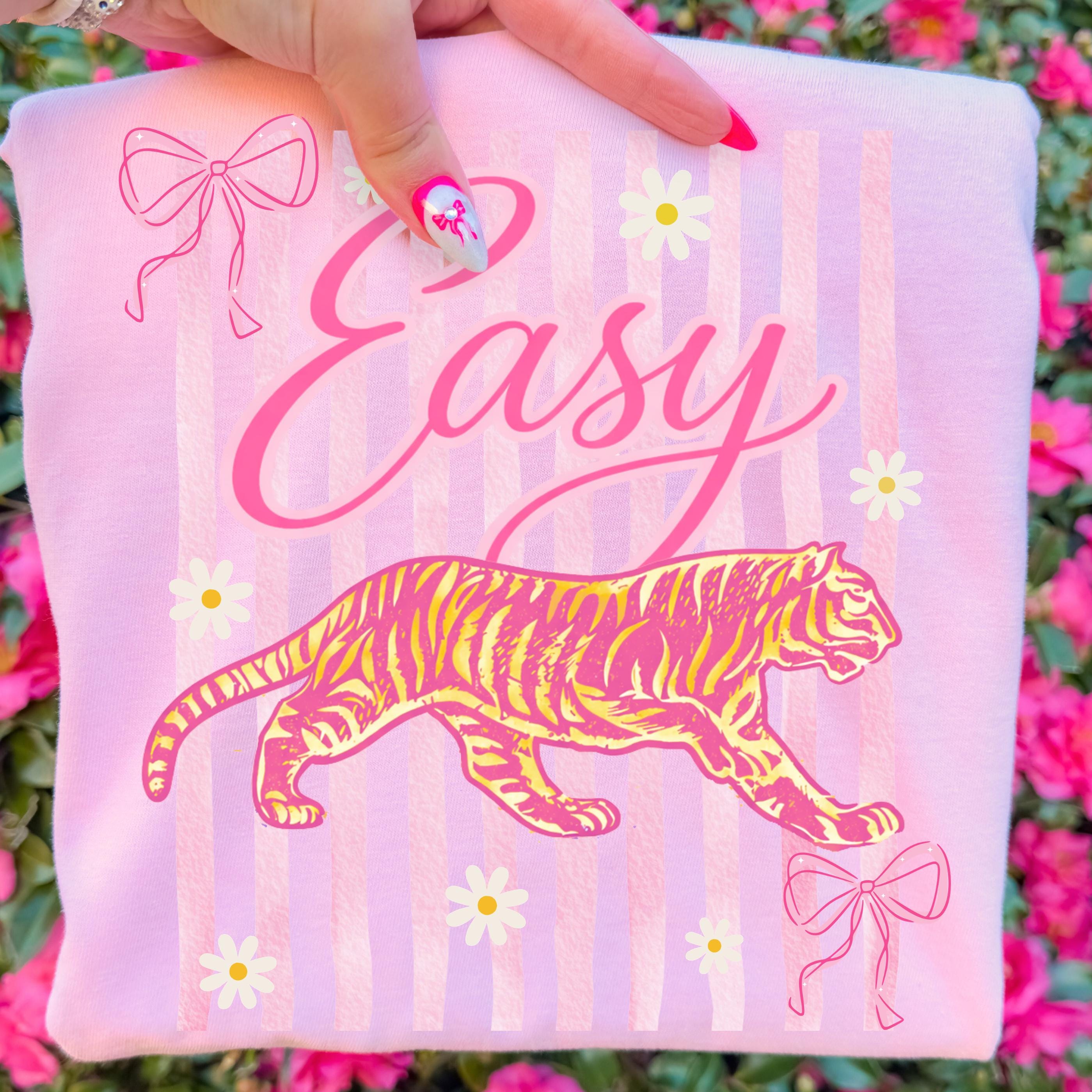 Easy Tiger T-Shirt – Preppy Coquette Striped Graphic Tee