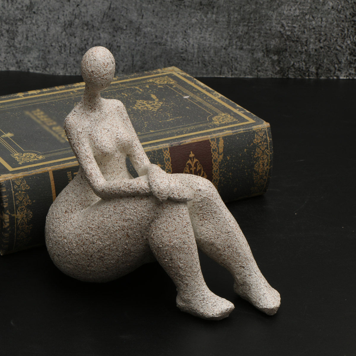 Sandstone Resin Chubby Woman Statue Handmade Abstract Sculpture for Modern Home Decor