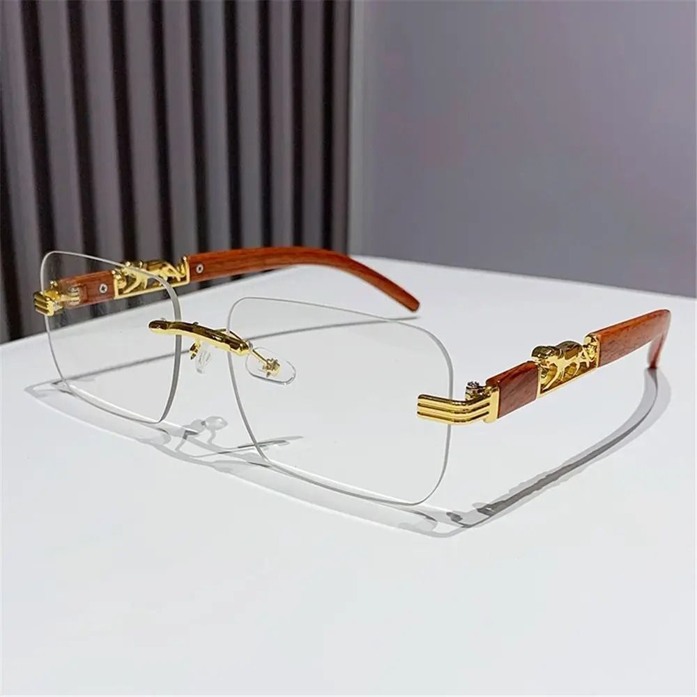 Rimless Cut-Edge Sunglasses – Metal Temple Retro Shades – High-Yield Optical Interaction Hub