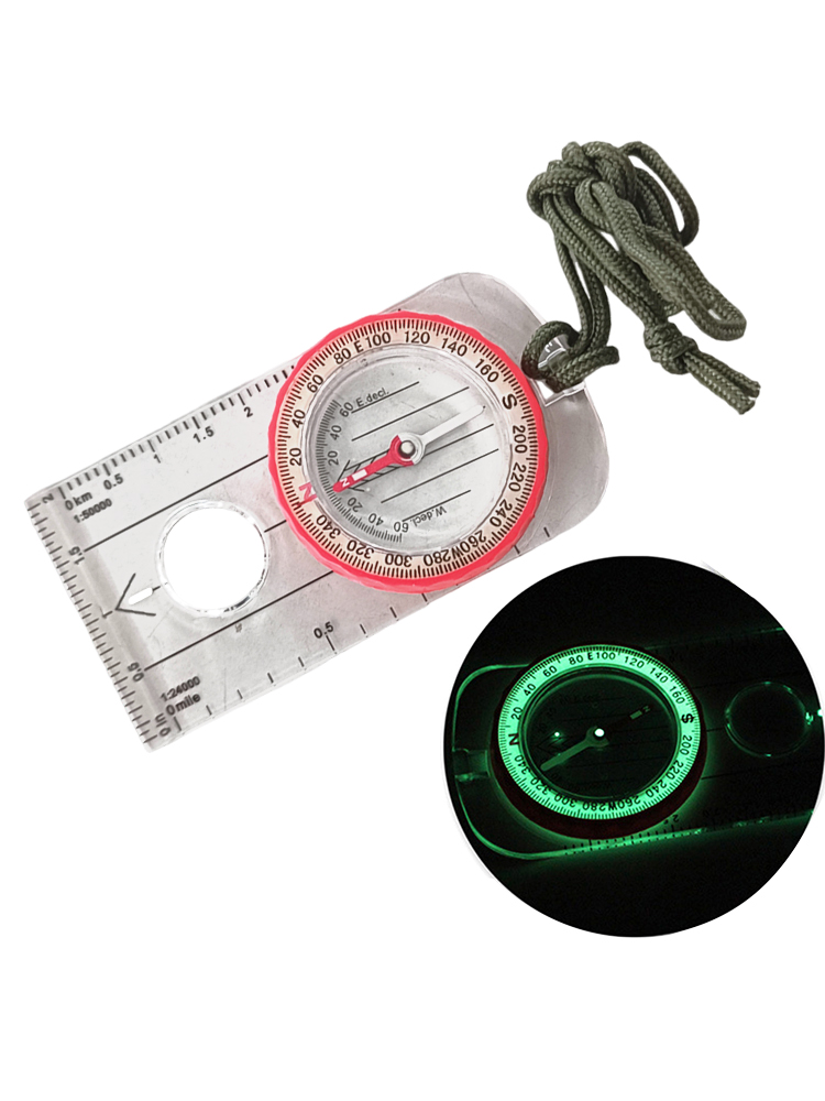 High Accuracy Survival Compass Waterproof Shockproof Hiking Compass with Magnifier Navigation Tool