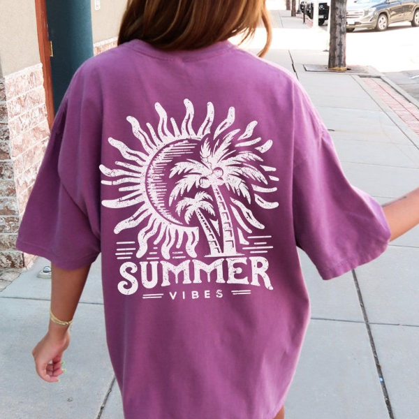 Summer Vibes Shirt, Trendy Summer Shirt, Front and Back Design, Retro Summer Shirt, Summer Vacation tshirt,