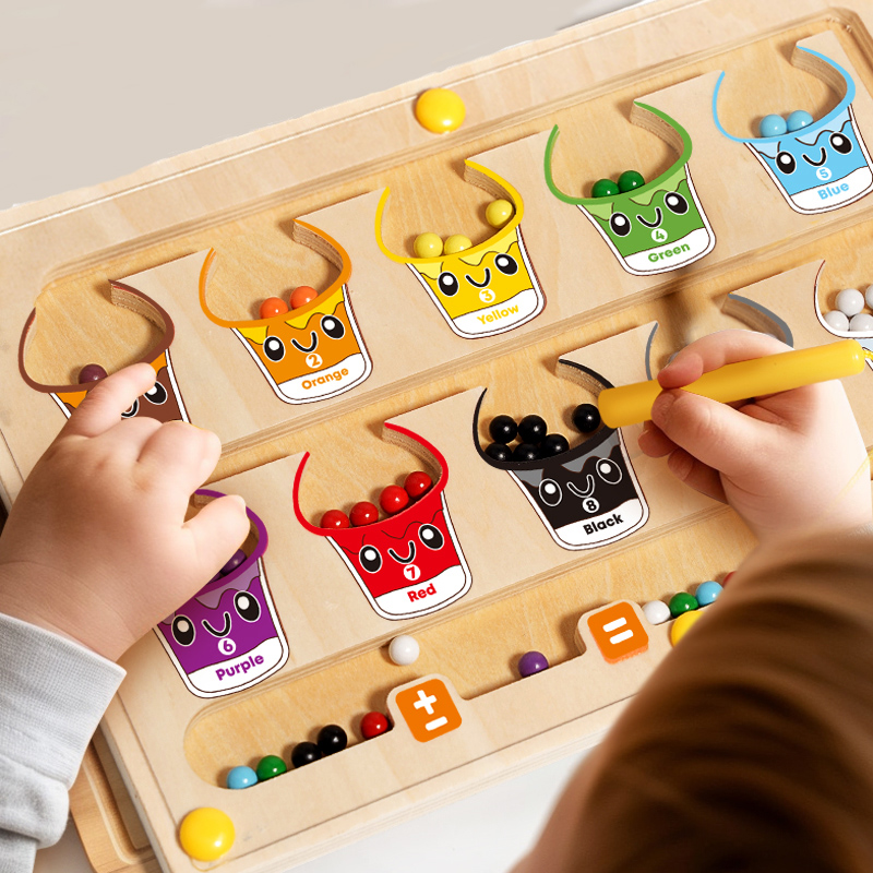 Toddler Montessori Magnetic Color Sorting Maze & Drawing Board, Number Matching Learning Counting Preschool Educational