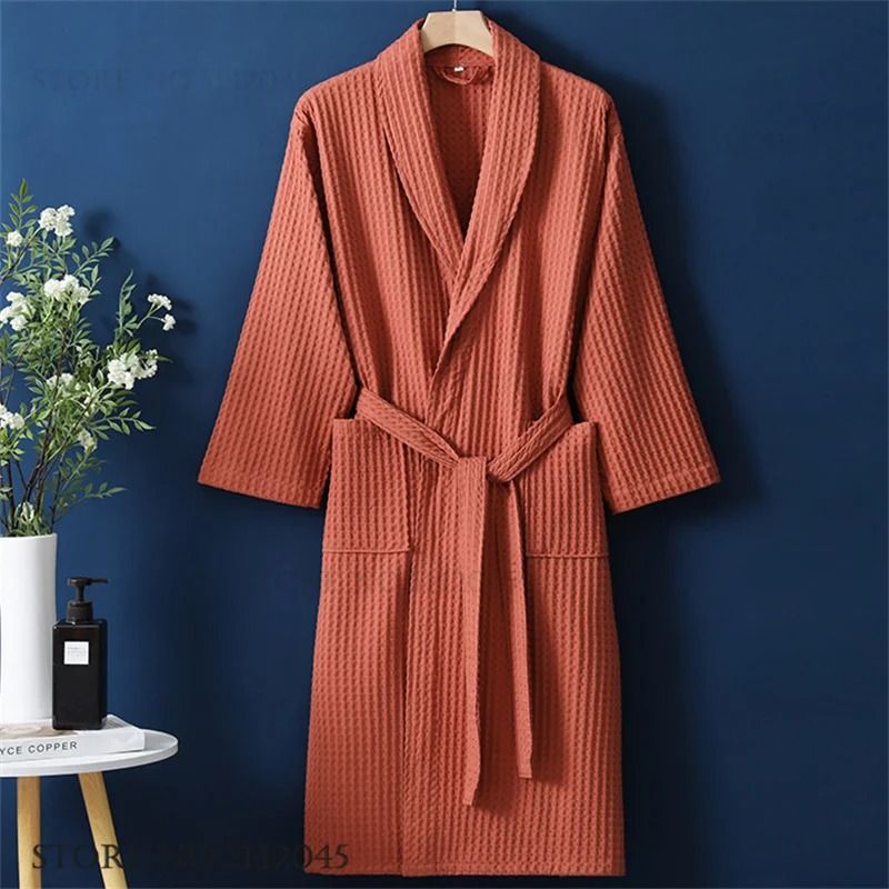 100% Cotton Couple Waffle Robe – Professional Kimono Bathrobe & Casual Summer Loungewear