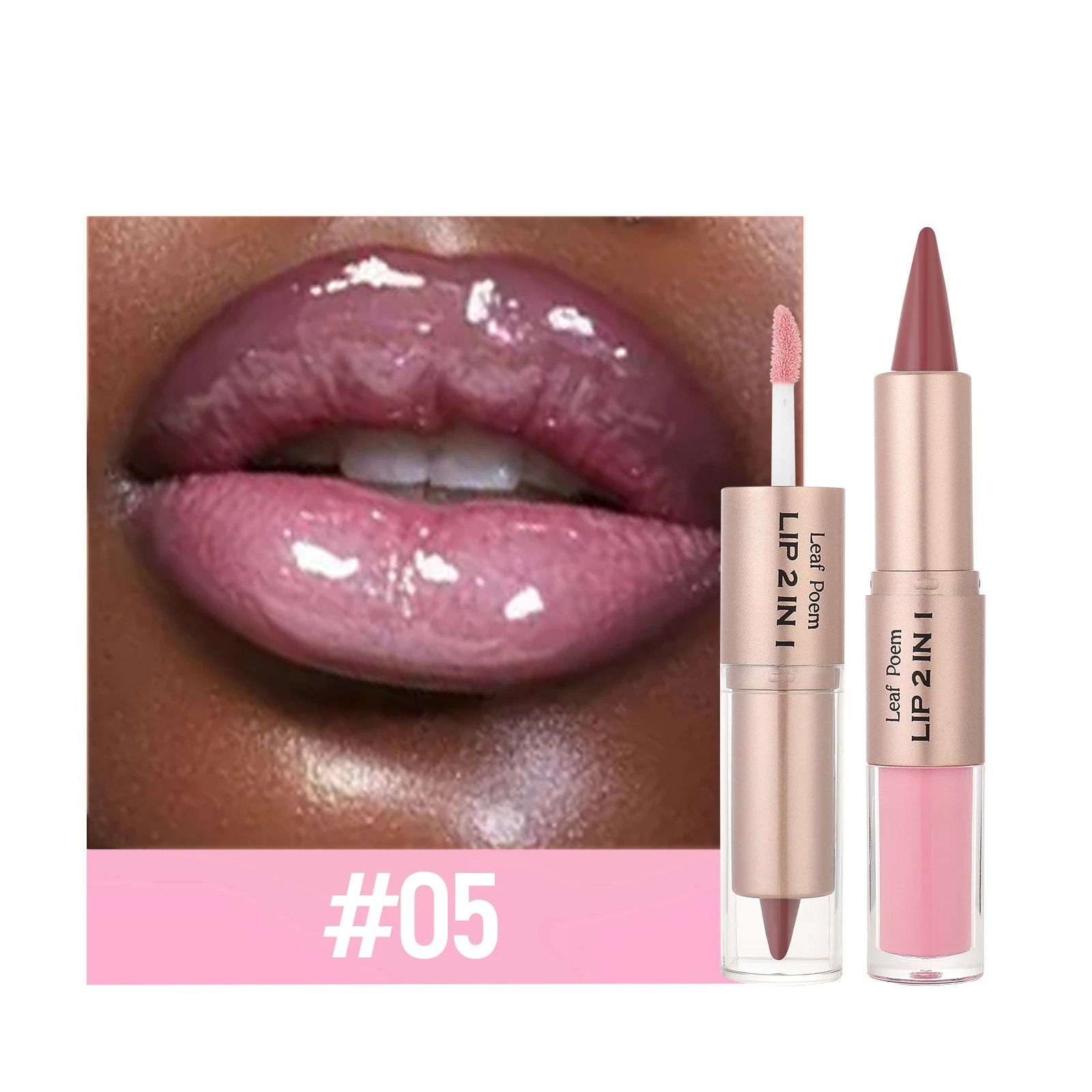 2-in-1 Plumping Lip Contour & Glaze | Double-Head Crystal Lip Gloss Set
