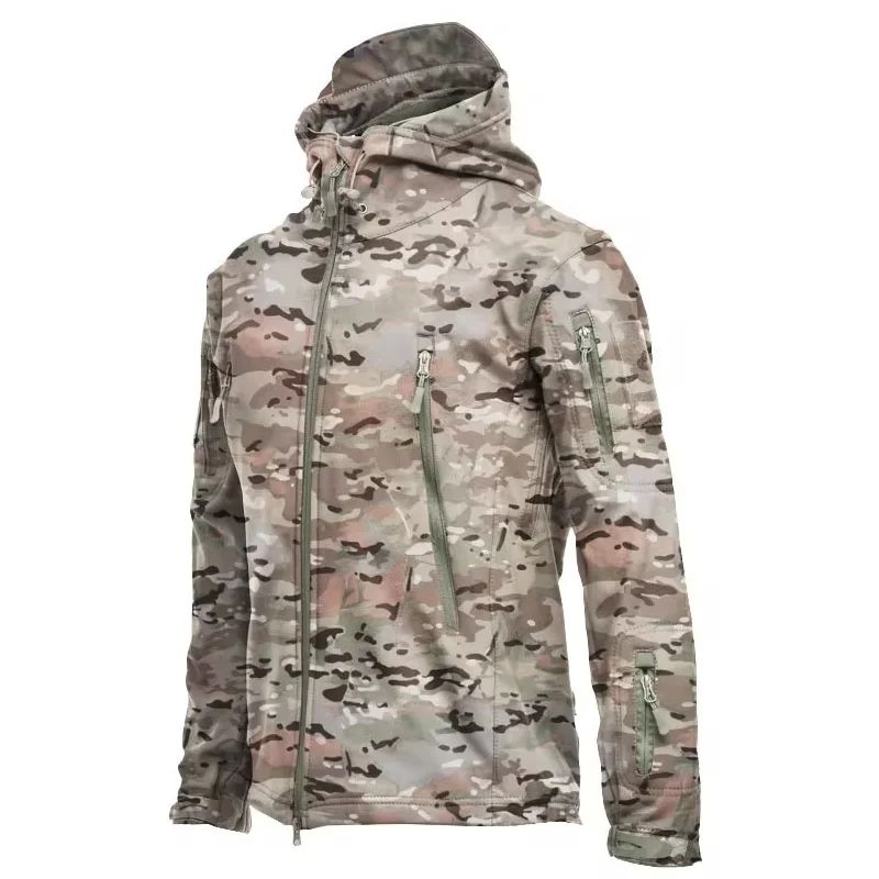 Men's Tactical Shark Skin Soft Shell Jacket – Windproof Waterproof Military Hooded Combat Bomber Coat