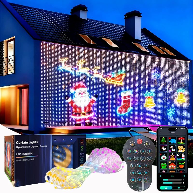 Smart LED Curtain Lights with App Control Music Sync Waterproof DIY Display Lights