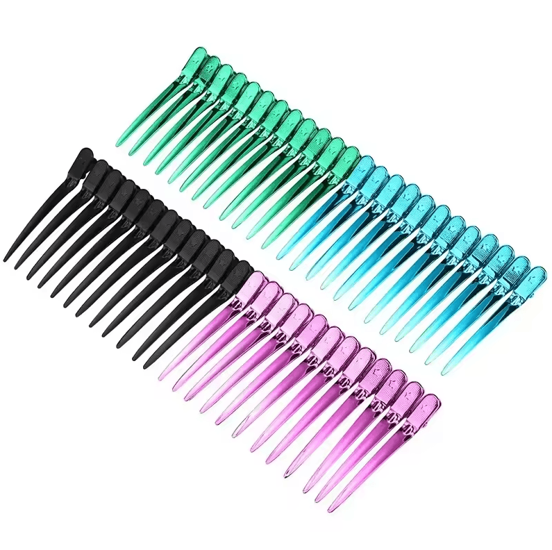 12-Piece Stainless Steel Hair Sectioning Clips | Professional Hairdressing & Barber Hair Styling Clamps
