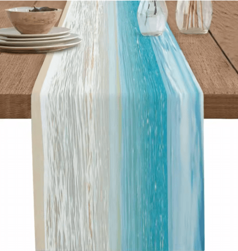 Ocean Beach Linen Table Runner Coastal Summer Dining Table Decor