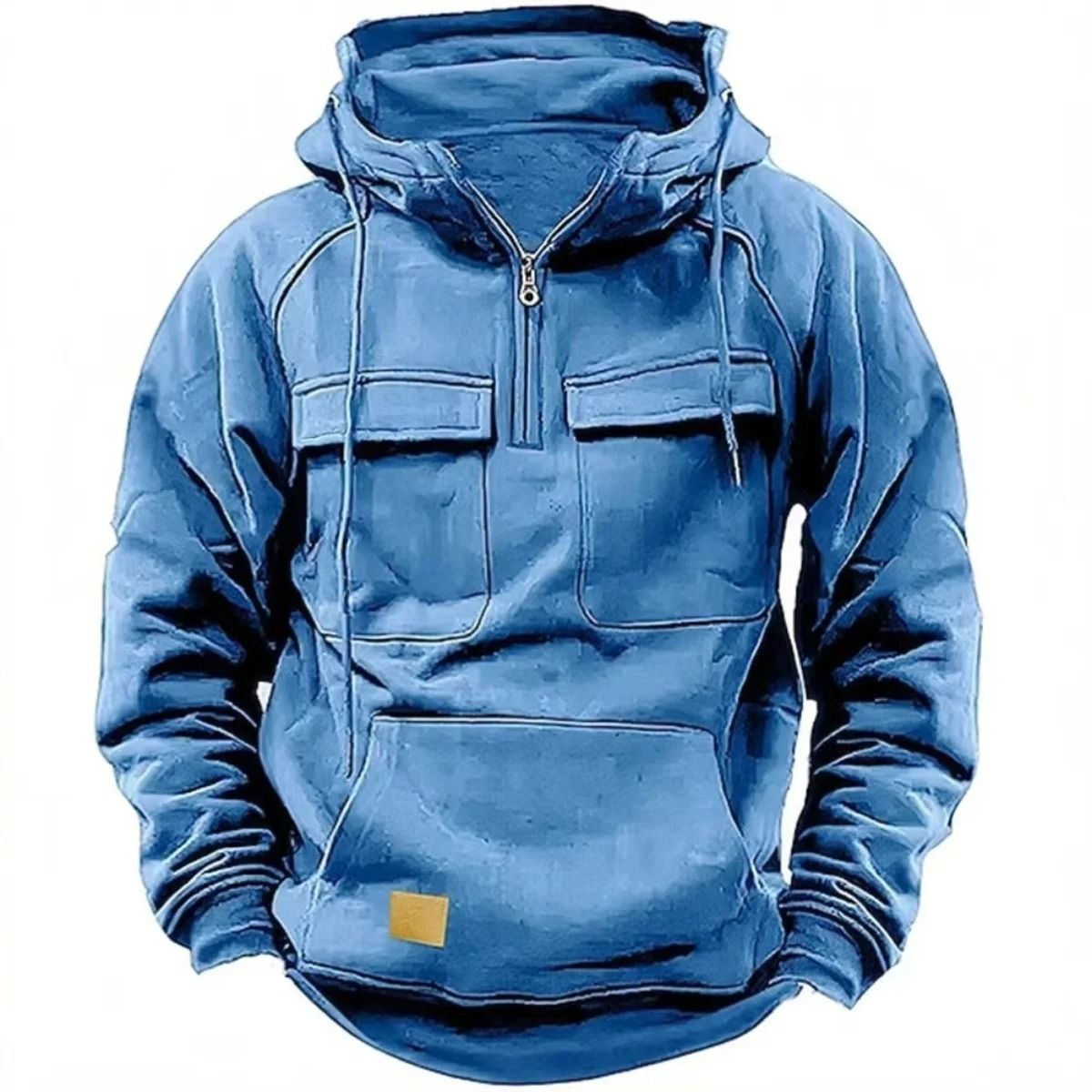 Autumn Winter Mens Casual Hoodie with Multi Pocket Design