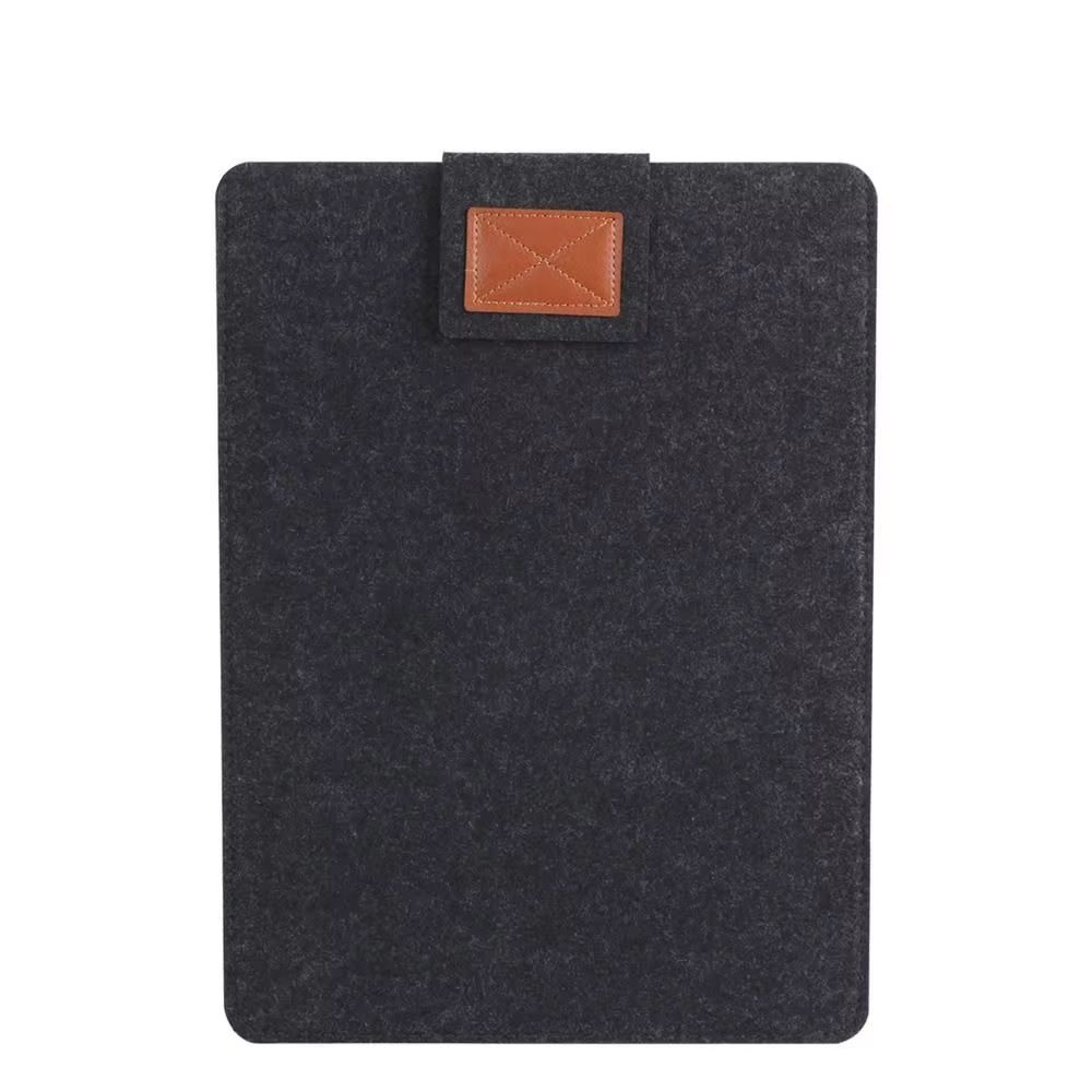 Ultra Thin Wool Felt Laptop Sleeve With PU Leather Stand Case