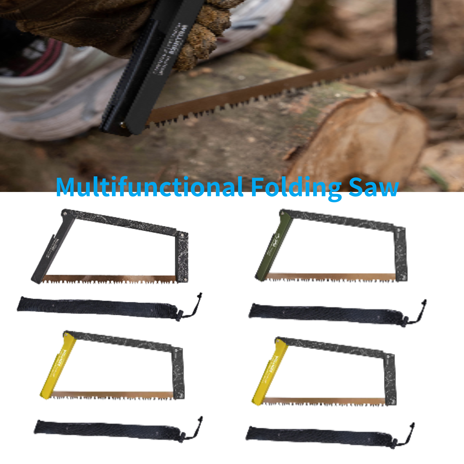 Aluminum Alloy Folding Saw with Storage Bag Multi-Functional Outdoor Hand Saw for Hiking, Camping, and Survival