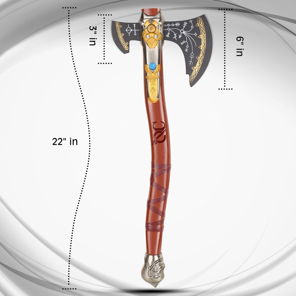 Medieval God of War Kratos Axe | 22 Inch Handmade Replica with Stainless Steel Blade & Leather Sheath | Collectible Axe