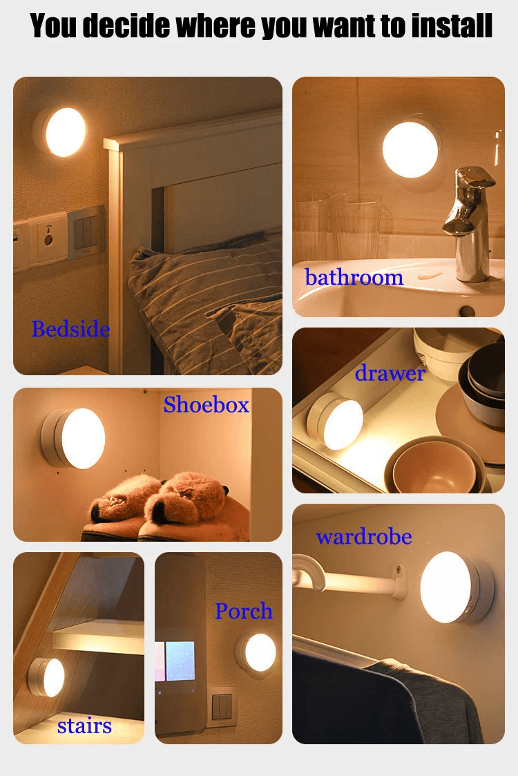USB Rechargeable Motion Sensor LED Night Light for Bedroom and Hallway